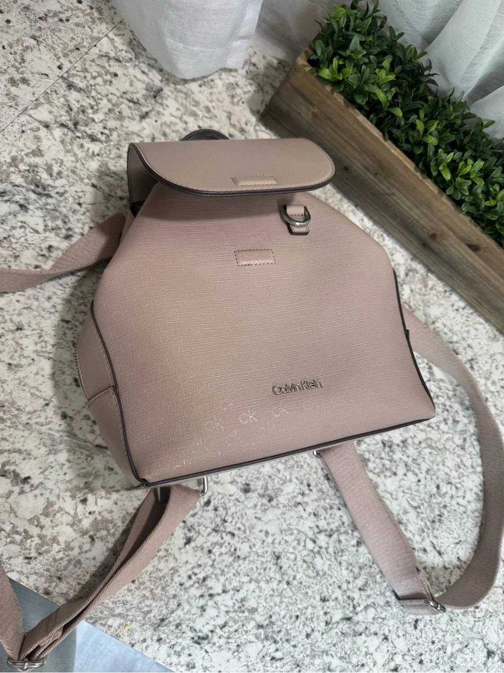 Calvin Klein Blush Pink Logo-Print Backpack